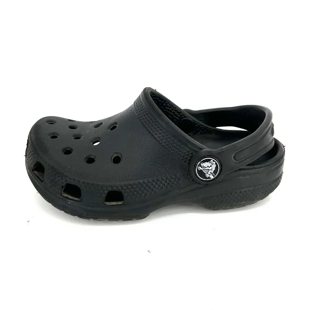 Crocs kids black rubber slip‎ on slingback clogs (9)